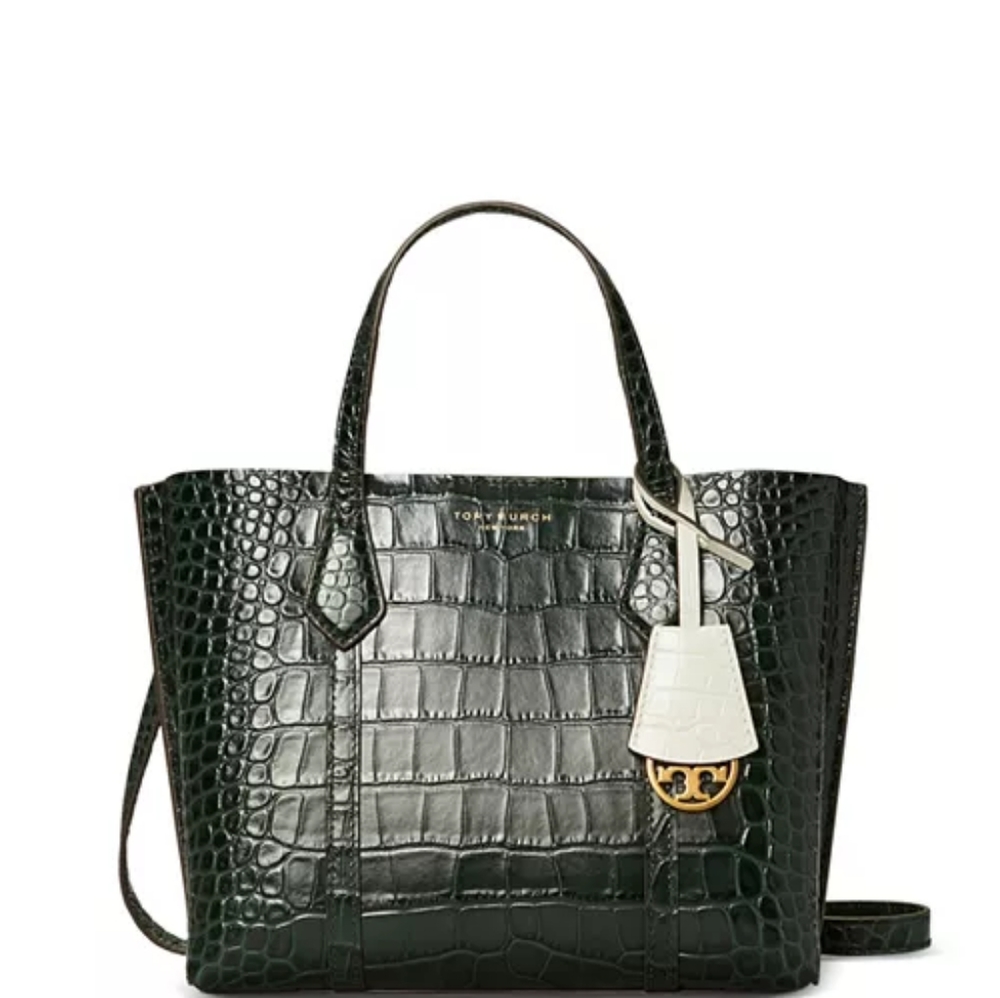 $428 Tory Burch Perry Small Embossed Leather Tote